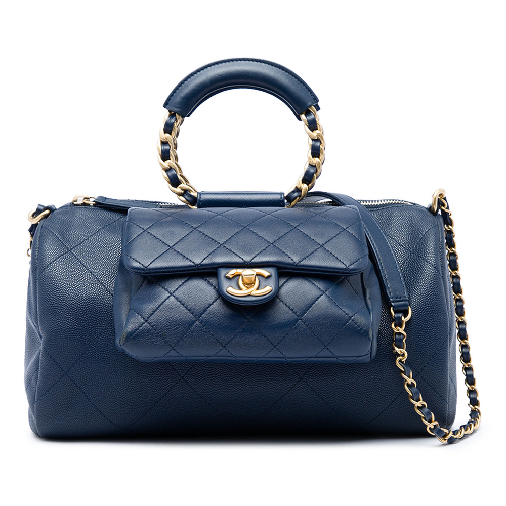 Pre-Loved Chanel Small Quilted Caviar and Lambskin In The Loop Bowling Bag
